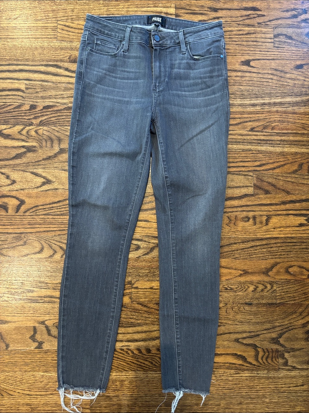 PAIGE Charcoal Skinny Jeans with Raw Hem